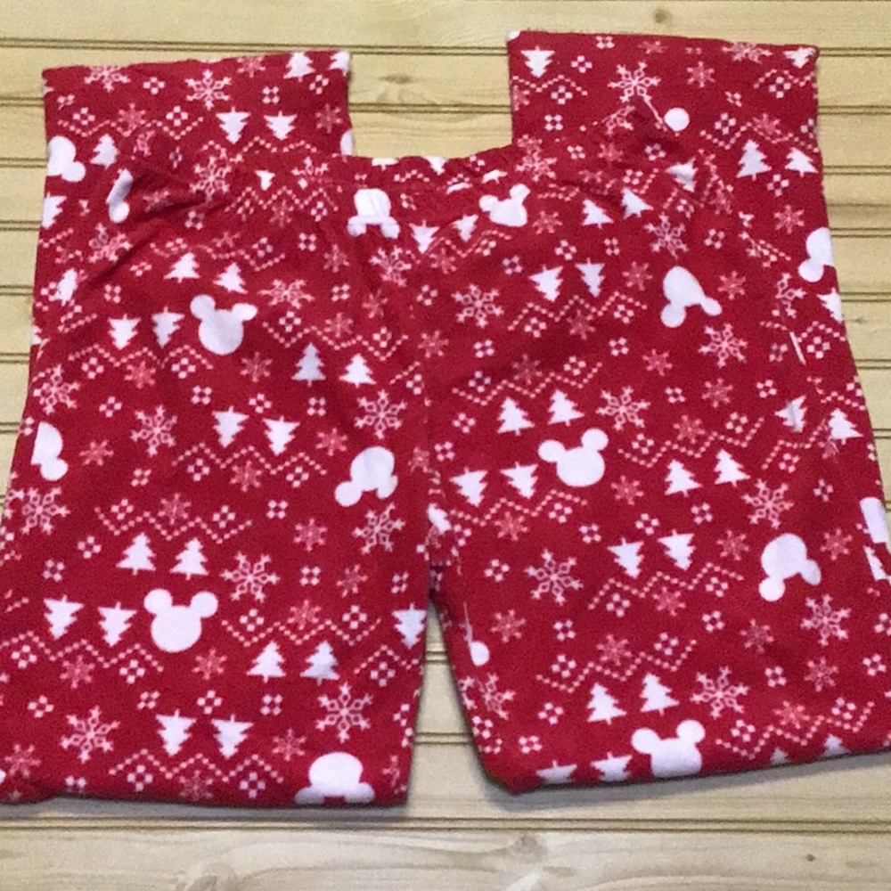 Mickey Mouse Red & White Fleece PJ Pajama Pants Small‎